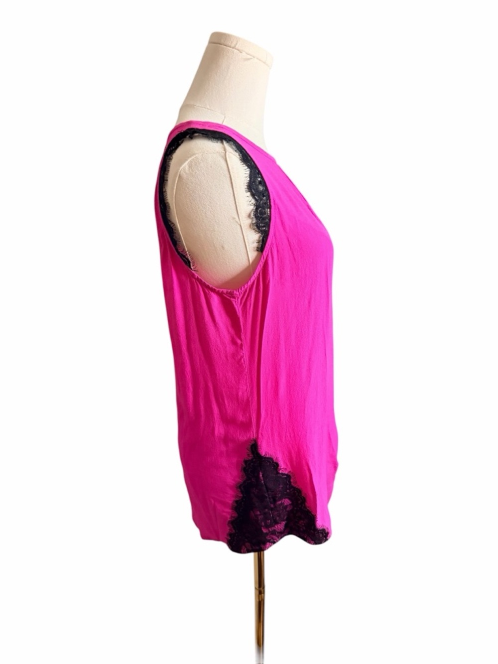 Nicole by Nicole Miller Hot Pink Lace Sleeve Blouse Top Small Rayon - Picture 4 of 8